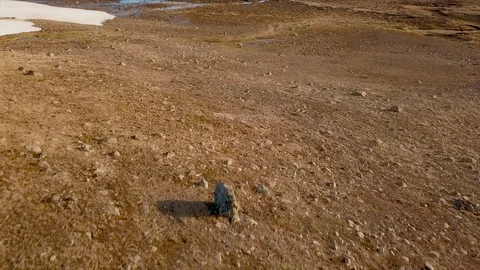 Aerial shot of a raw and empty landscape in Iceland Stock Footage 116108311