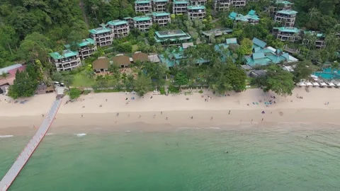 Aerial Shot of Red Floating Pier at Pai Plong Beach Krabi Vídeos de archivo 337290313