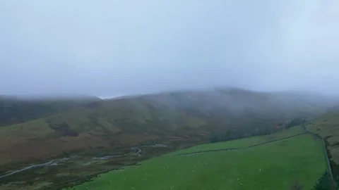 Aerial shot rising over Fields Brampton UK Video stock 326969028