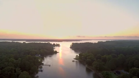 Aerial Shot of a River During Sunset Stock Footage 78284777