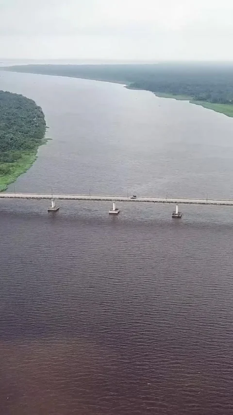 Aerial shot of a River in Epe Lagos Nigeria Stock Footage 310639398