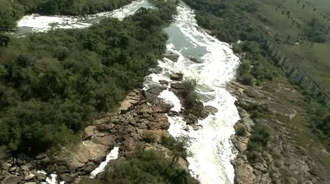 Aerial Shot Of A River Video stock 12112070