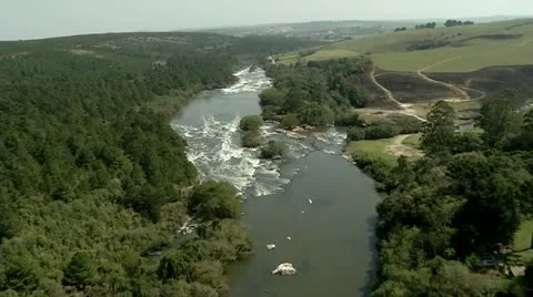 Aerial Shot Of A River Video stock 12112096