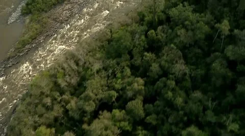 Aerial Shot Of A River Video stock 12143589