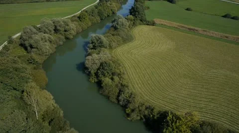 Aerial shot of a River Stock Footage 21244936