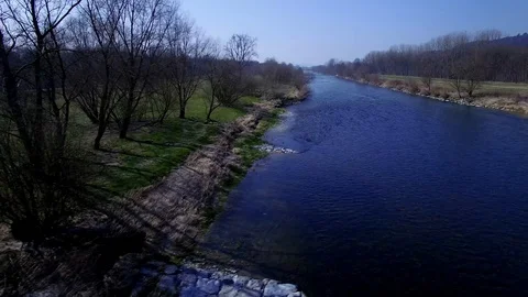 Aerial shot of a river Stock Footage 128952238