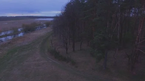 Aerial shot of the River gap at sunset Stock Footage 74634529