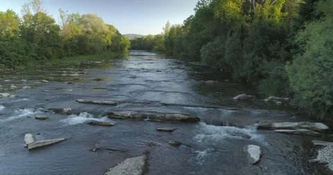 Aerial shot of the river, spring, 4k Stock Footage 88568270