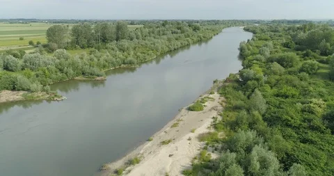 Aerial shot of the river, spring, 4k Stock Footage 88570270