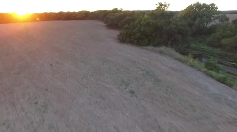 Aerial Shot of River at Sunset Stock Footage 64978064
