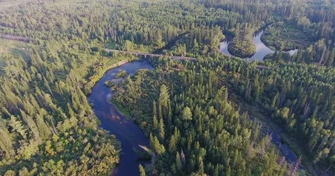 Aerial shot River at sunset Stock-Footage 70360058