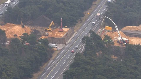 Aerial shot of road construction Stock Footage 85916647
