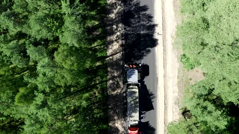 Aerial Shot Of A Road During The Constructing Process With Cars Stock-Footage 142007228