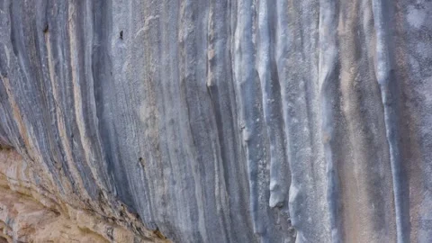 Aerial shot of the rocky, climbable cliffs in the Margalef region, Spain Stock Footage 289294775