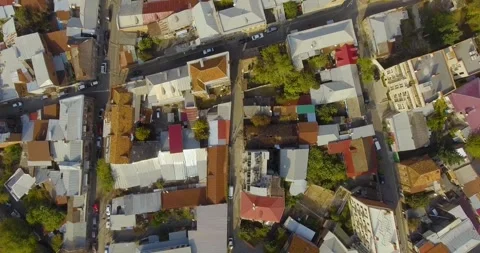 Aerial shot of rooftops in Tbilisi Stock Footage 268998516