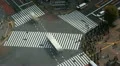 Aerial Shot Rush Hour People Crossing Crowd Walk Shopping Street Sidewalk Tokyo HD Footage