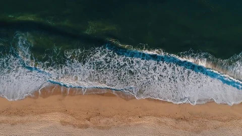 Aerial Shot Of Sandy Beach and Turquoise Ocean Видео 77798331