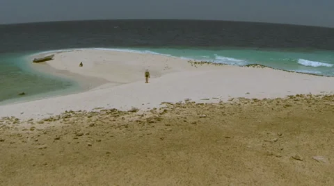 Aerial shot of sandy beach on remote island Stock Footage 45772170