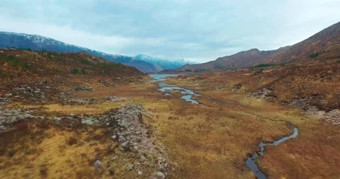 Aerial Shot of Scottish Highlands Stock Footage