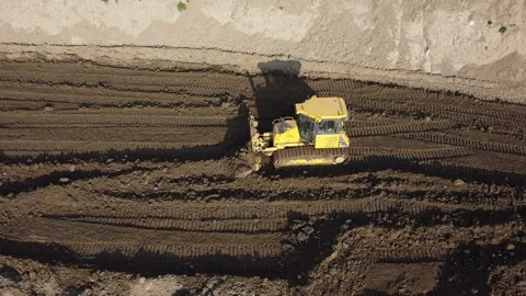 Aerial shot of the scraper machine Stock-Footage 152021314