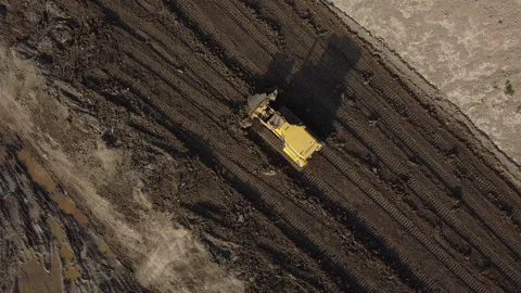 Aerial shot of the scraper machine Stock-Footage 152053768