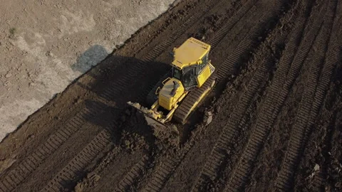 Aerial shot of the scraper machine Vídeo Stock 152074614
