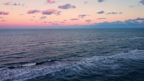 Aerial Shot of Sea Sunset Landscape, Beach Drone shot Stock Footage 166322598