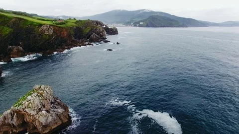 Aerial shot of seagull chasing camera on epic view Stock Footage 77415555