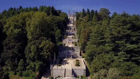 Aerial Shot of Senhora Dos Remédios Cathedral, Lamego, Portugal 動画素材 80261453
