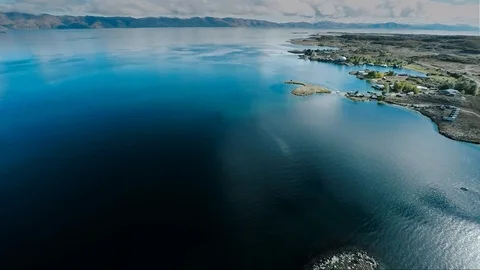 Aerial shot of Sevan lake Stock Footage 102013753