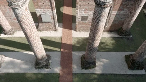 Aerial shot of Sheldon Church Ruin in South Carolina Stock Footage 166318042