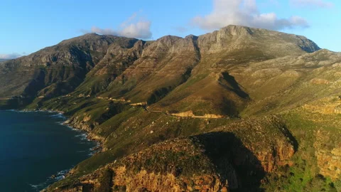 Aerial shot showcasing the vast scale of Chapman's peak Cape Town Stock Footage 170579856