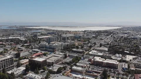Aerial shot of Silicon Valley from Redwood City California Stock Footage