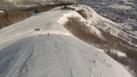 Aerial shot of skier Stock Footage