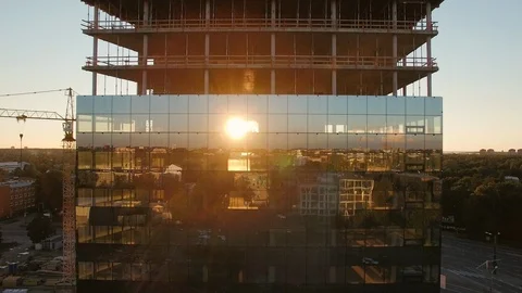 Aerial Shot of the Skyscraper Building in the Process of Construction.  Stock Footage 89991632