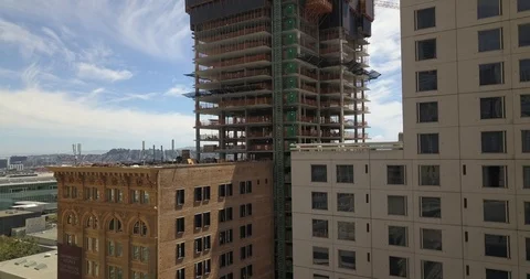 Aerial Shot Of The Skyscraper Building In The Process Of Construction. Stock Footage 111543623