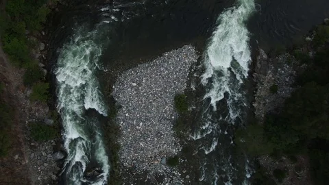 Aerial Shot of small gold rush down in Sierra Mountains - Downieville Stock Footage 110934530