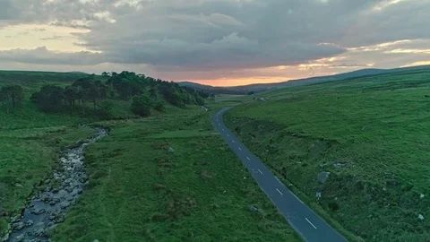 Aerial shot of small river Stock Footage 76488183