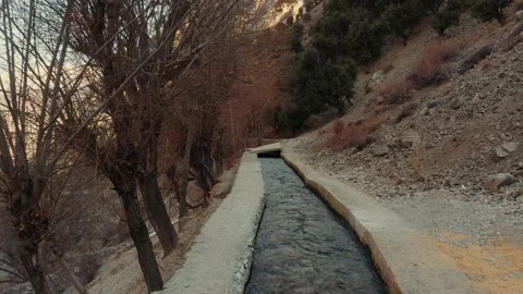 Aerial shot of a small river stream in the mountains Stock Footage 170532837