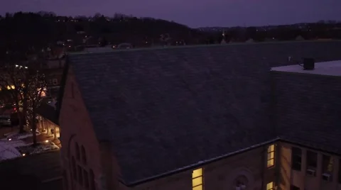 Aerial shot of small town USA during Christmas season at night Vidéo 59169597