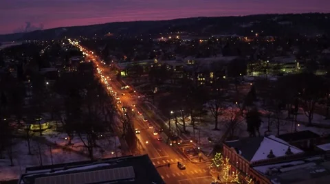 Aerial shot of small town USA during Christmas time at night Vidéo 59169656