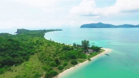 Aerial shot of a small tropical island in Thailand	 Stock Footage