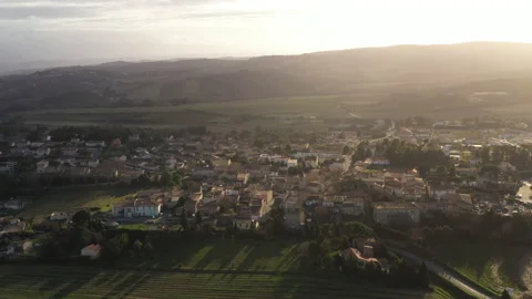 Aerial shot of a small typical town in France. village close to Carcassonn Stock Footage 172072080