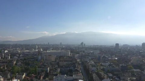 Aerial shot of Sofia city Stock Footage