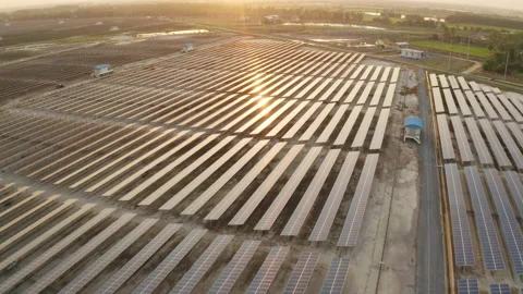Aerial shot of Solar Panel farm Stock Footage 238992948