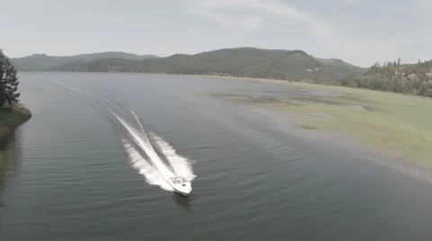 Aerial Shot of Speed Boat - RAW Stock Footage