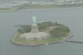 Aerial shot of the Statue of Liberty Footage