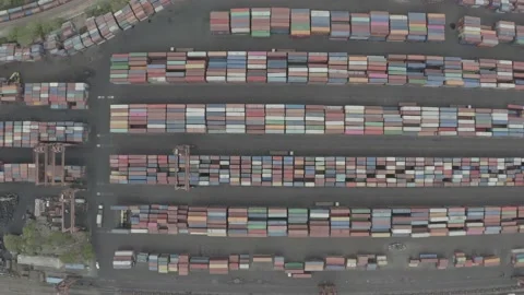 Aerial shot of storage containers during Covid-19 Lockdown in New Delhi, India 動画素材 160102610