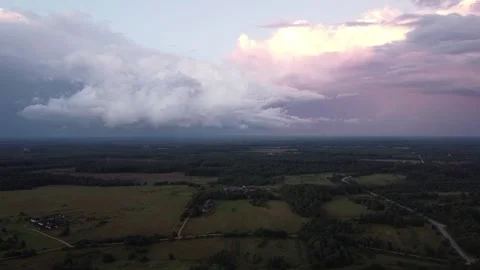 The aerial shot of storm clouds with lightning 스톡 동영상 238011173