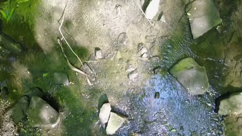 An aerial shot of a stream  Stock Footage 76191398